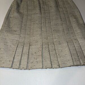 Anne Klein Career Skirt Women Size 10 Petite Pleated Lined  Beige UpholsterySuit